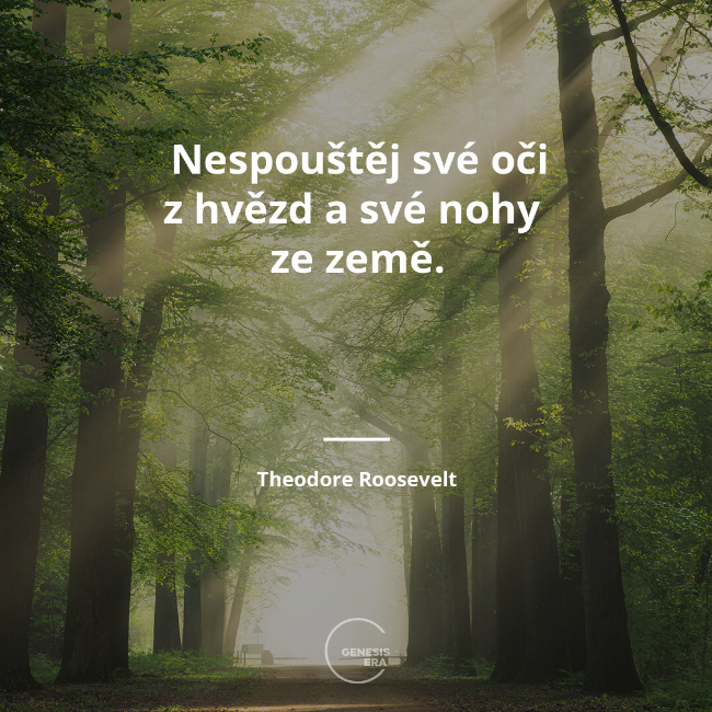 Nespouštěj své oči z hvězd a své nohy
ze země. | Theodore Roosevelt